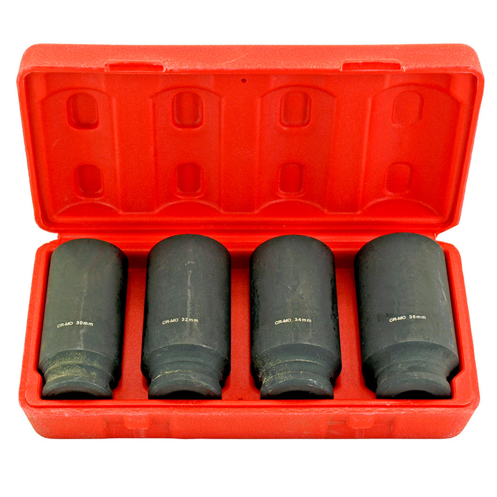 6 Point 4pc 1/2″ Drive Deep Spindle Axle Nut Socket Set MM 30mm 32mm 34mm 36mm