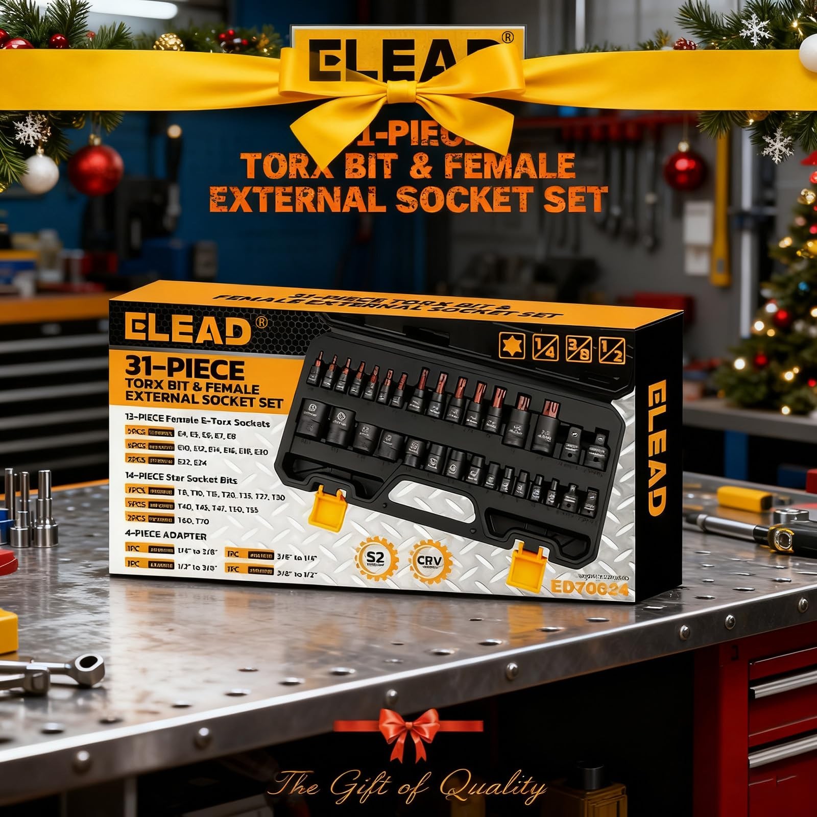 31-Piece Torx Bit Socket Set: Premium CR-V & S2 Alloy Steel, Star One Size