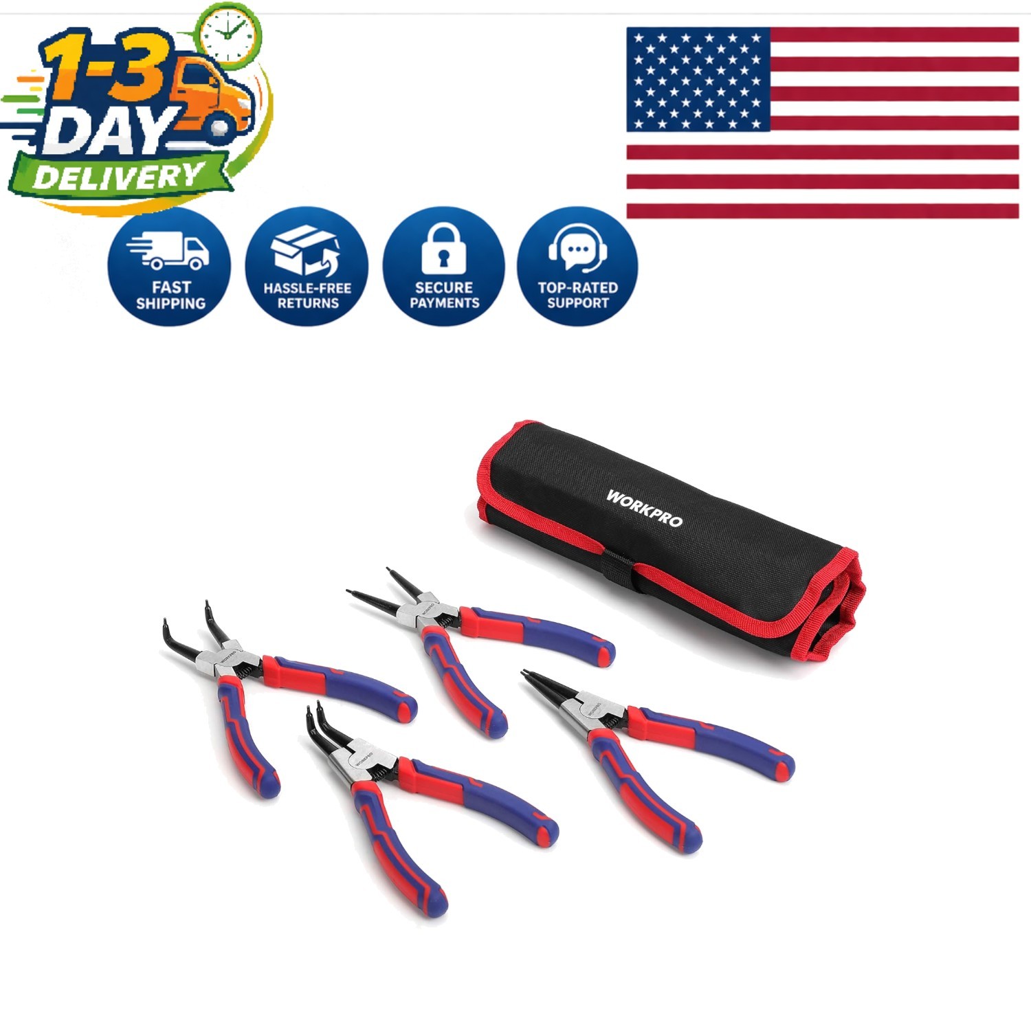 Versatile 7-Inch Snap Ring Pliers Set – Internal/External with Pouch Included