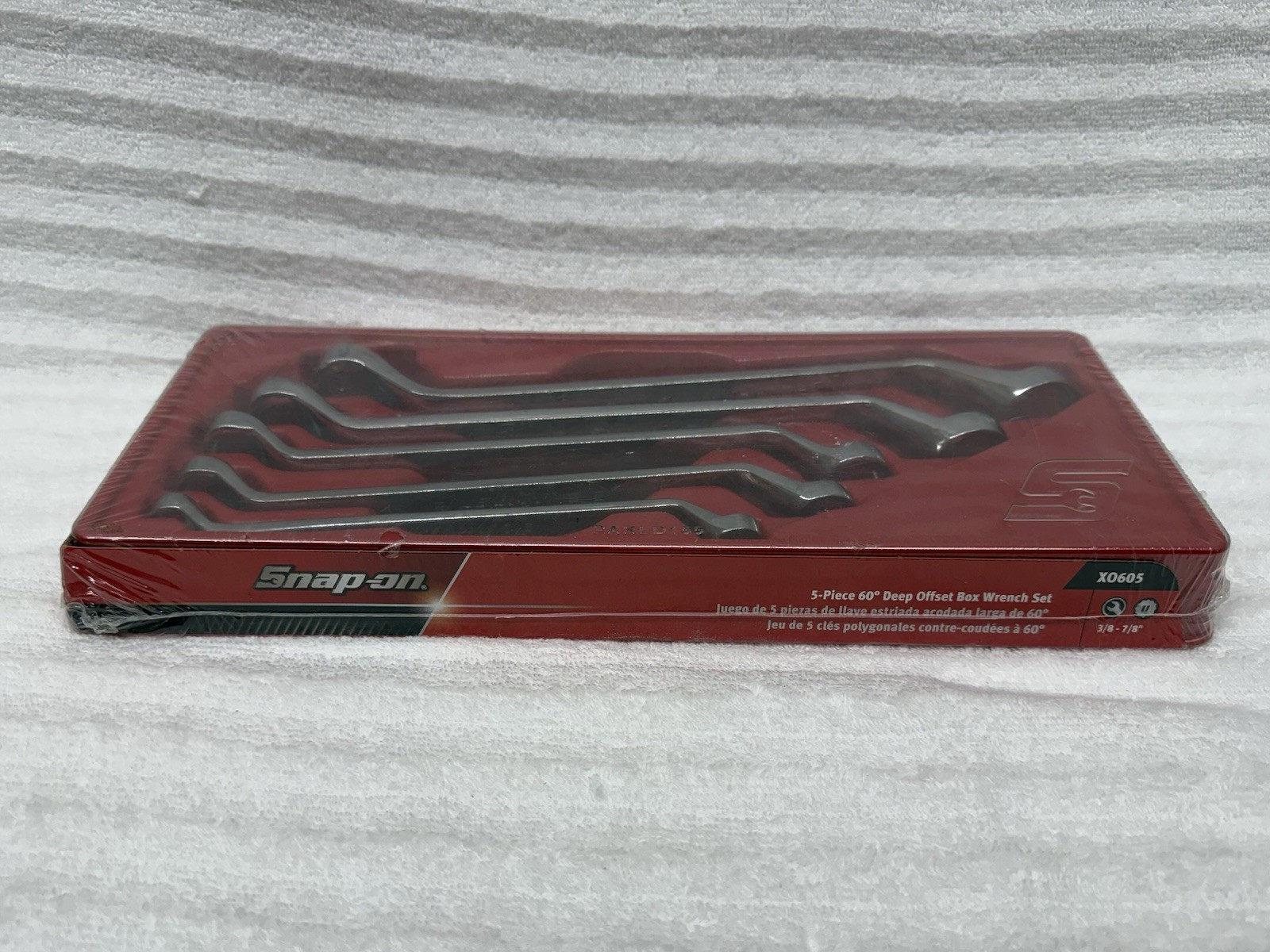 New Snap On 12 Pt STANDARD Deep 60° Offset Box Wrench 5 Pcs Set-XO605 SAE3/8-7/8