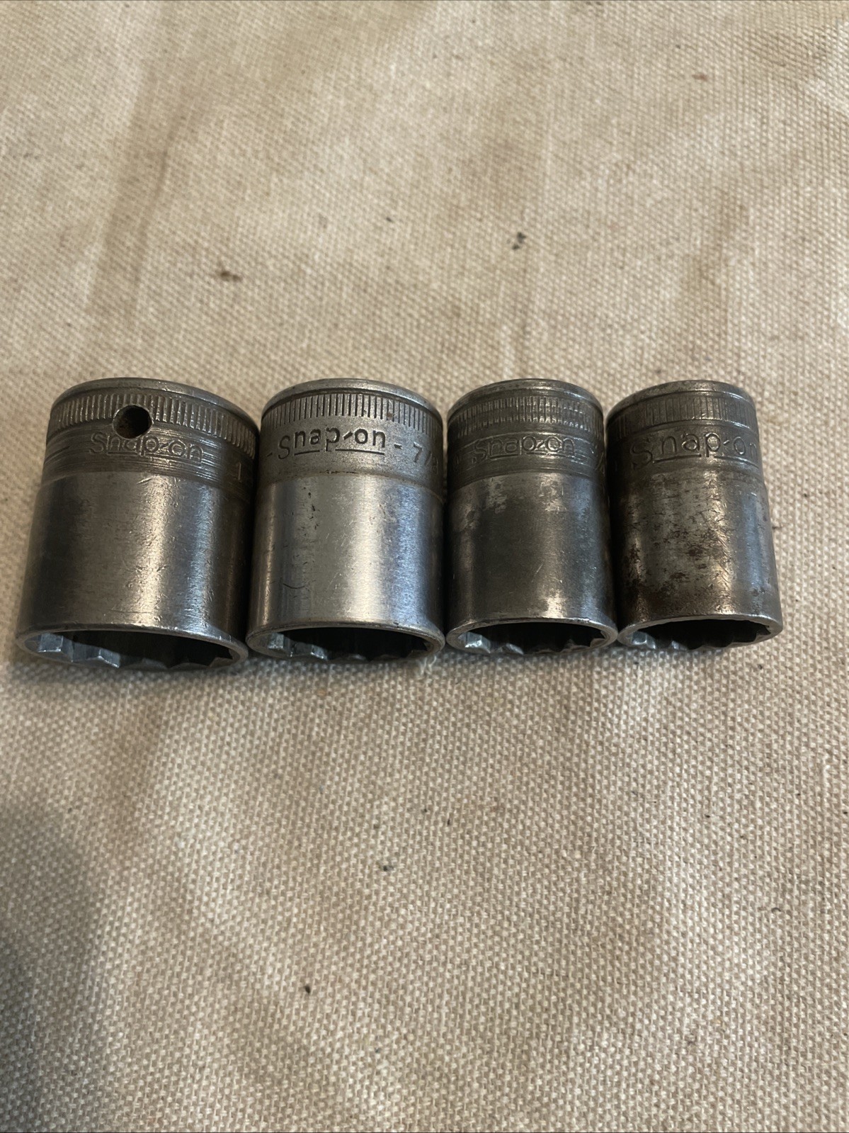 Snap On USA Socket Set 1/2” Drive 12 Point SAE 11/16”-1” Vintage 4pc #B6
