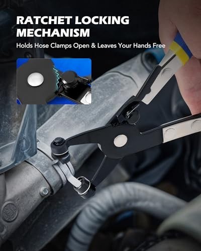 9pcs Hose Clamp Pliers Set for Fuel, Oil & Water Hoses – Long Reach Remover Kit