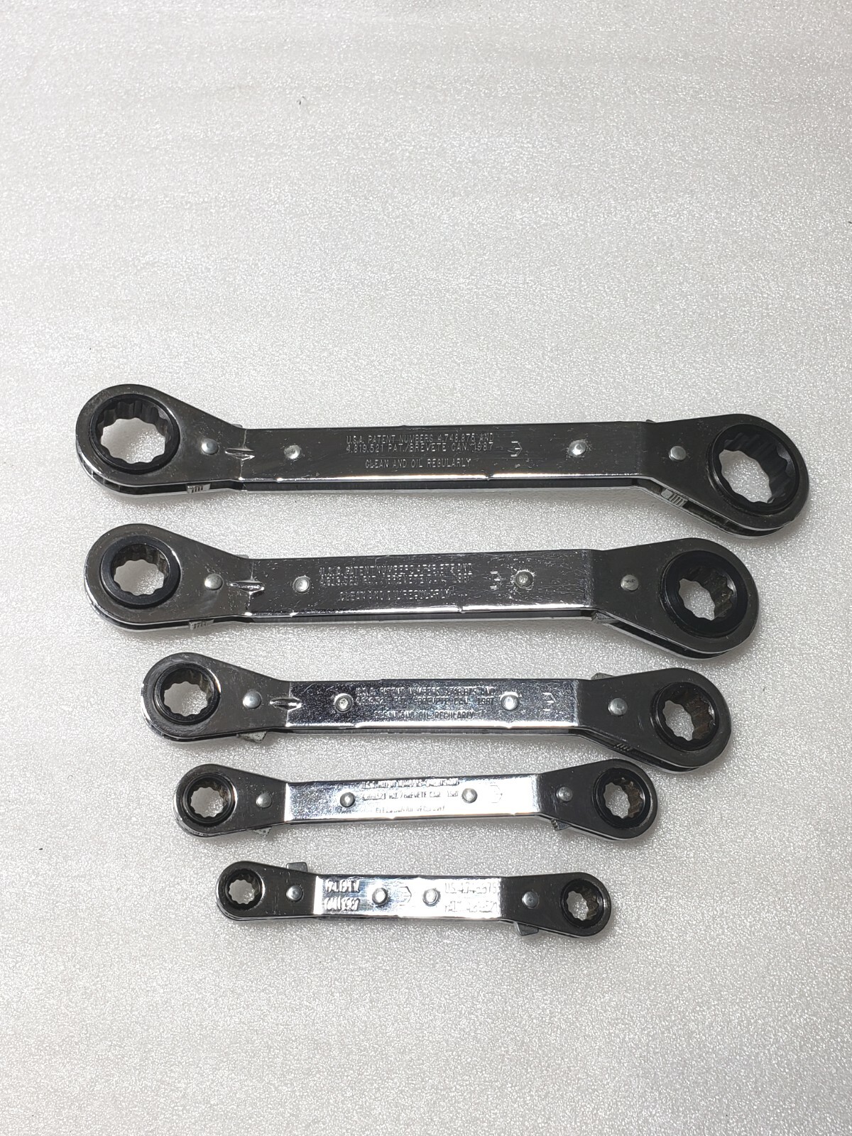 5 Pcs.- Craftsman Metric 12 Pt. Offset Box End Ratcheting Wrench Set 7mm. – 21mm