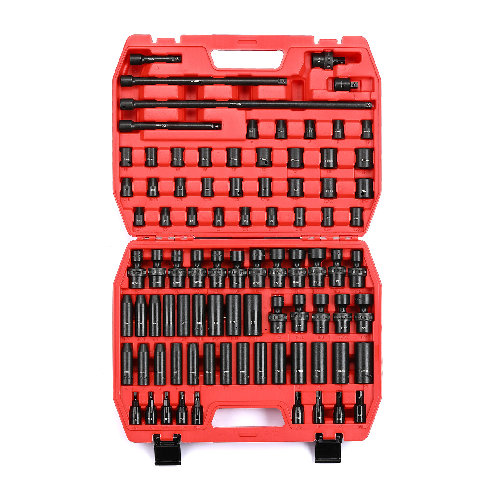 87 Pcs 3/8″ Drive Master Impact Socket Set Cr-MO Steel 1/4″-3/4″, 6mm-19mm