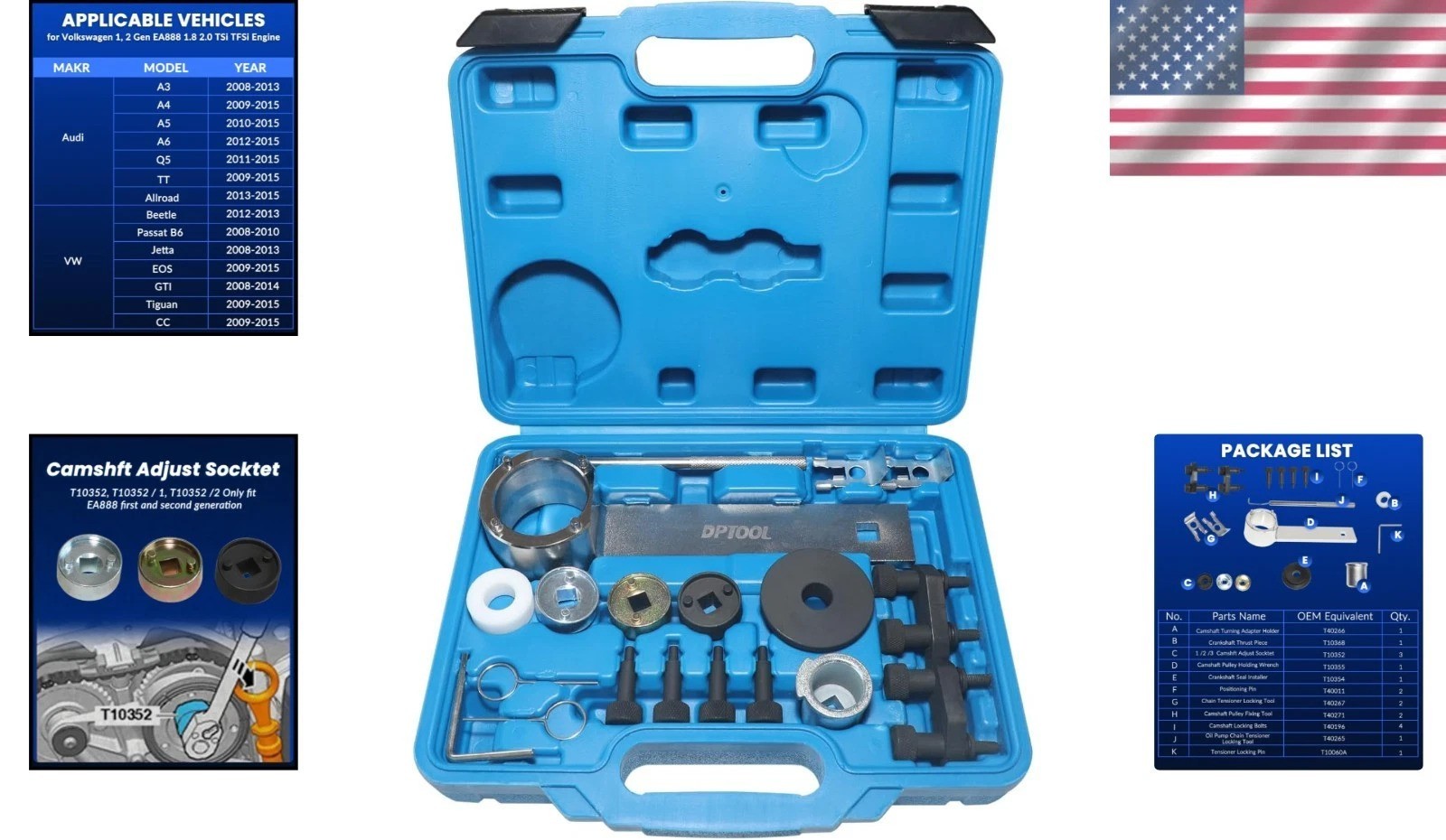 VAG EA888 Engine Timing Tool Kit – Complete Precision Set for 1.8 & 2.0 TSI/T…
