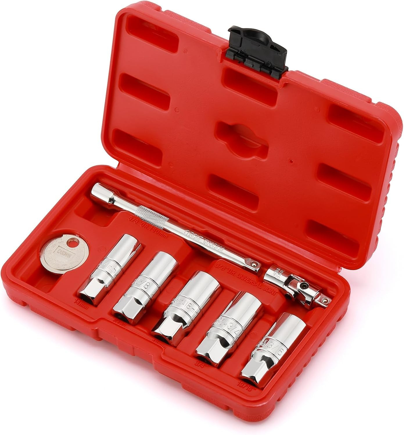 3/8-Inch Drive Spark Plug Socket Set – 8-Piece CR-V Steel with Extension