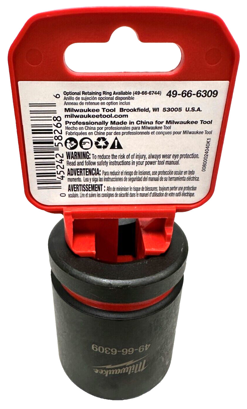 Milwaukee 49-66-6309 3/4″ Drive Standard Length Impact Socket 1-1/8″ 6 Point