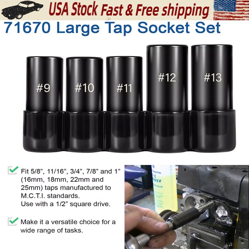 5pc Tools 71670 Large Tap Socket Set Fit 5/8″, 11/16″, 3/4″, 7/8″ 1″ (16mm-25mm)