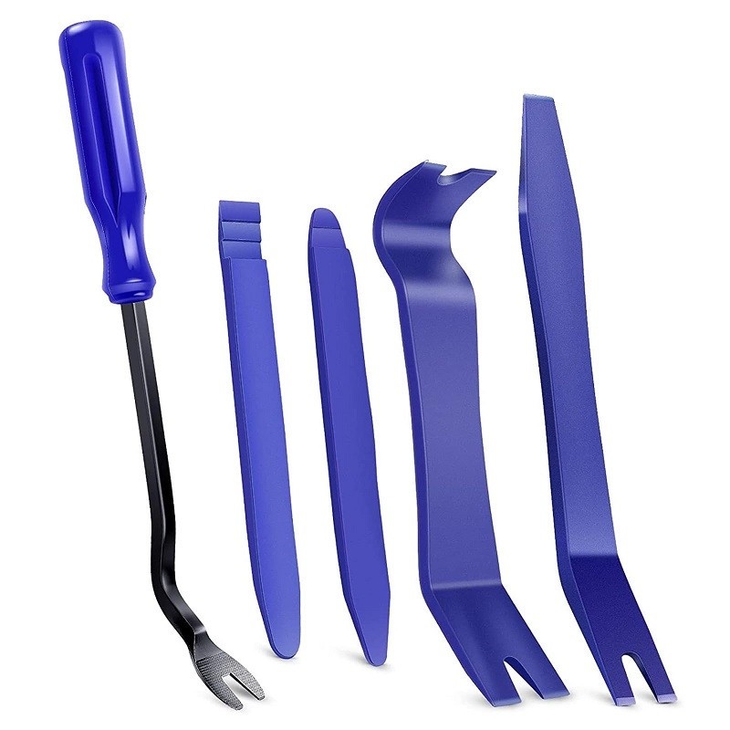Trim Removal Kit With Metal Pry Removal Tool Dash Radio Stereo Blue Plastic