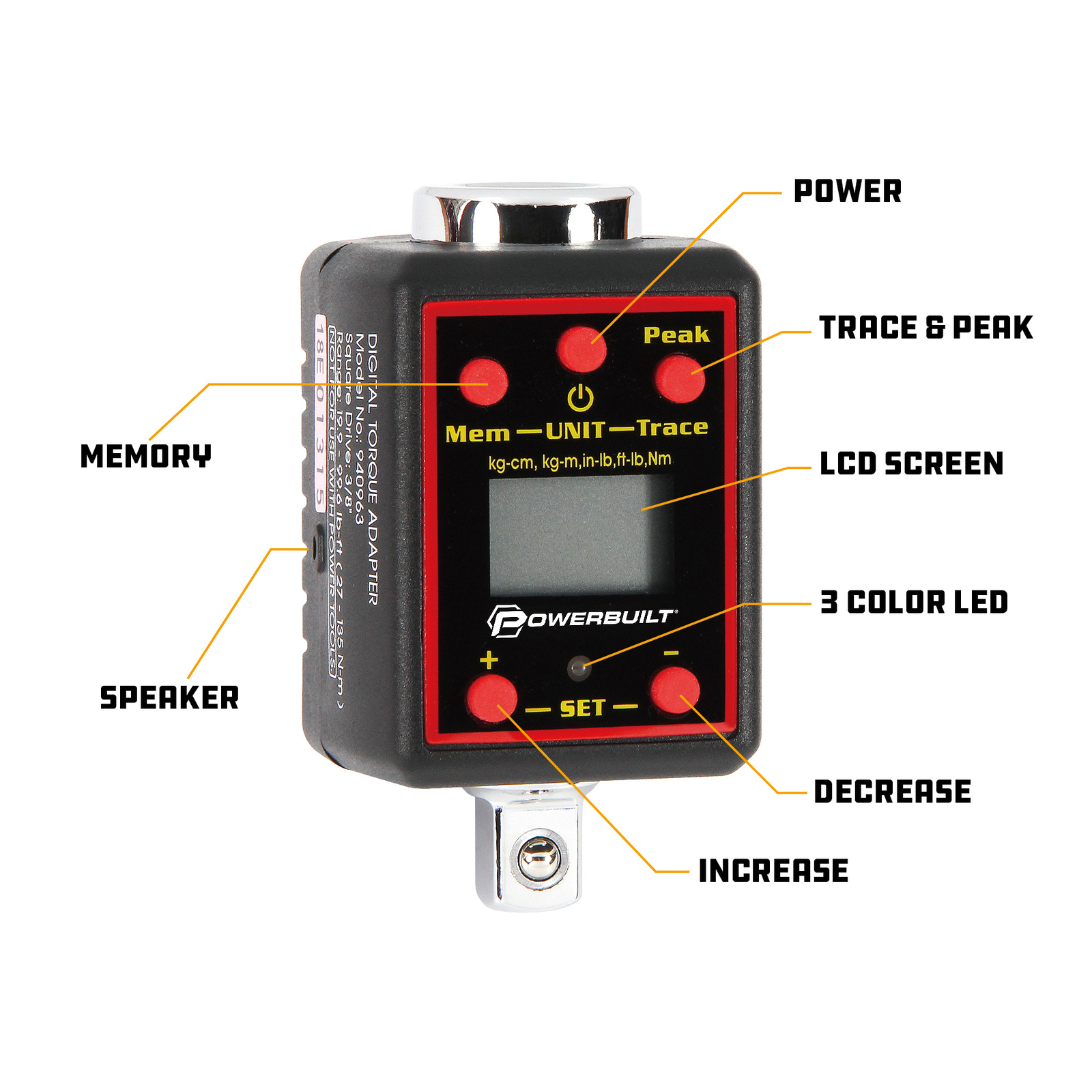 Powerbuilt 1/2 Inch Drive Digital Torque Socket Adapter – 940962