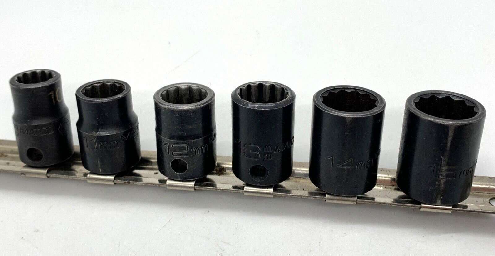 MATCO Tools Metric 10mm – 15mm 3/8″ Drive 12-PT Impact Socket Set Shallow Lot