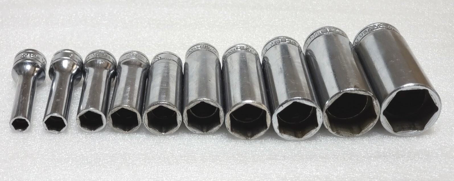 LOT OF 10 Snap On SFS081 (1/4″) TO SFS231 (7/8″) 3/8″ drive 6 point deep socket
