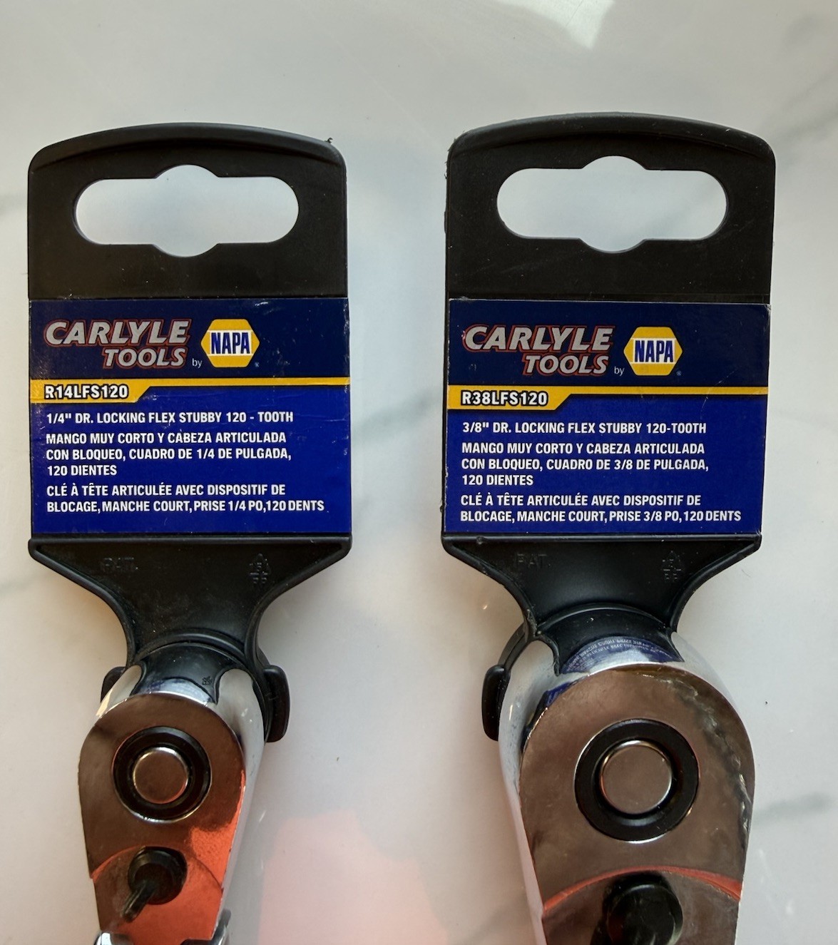 Napa Carlyle 3/8″ & 1/4″ Flex Head Locking Stubby Ratchet Set Professional Grade