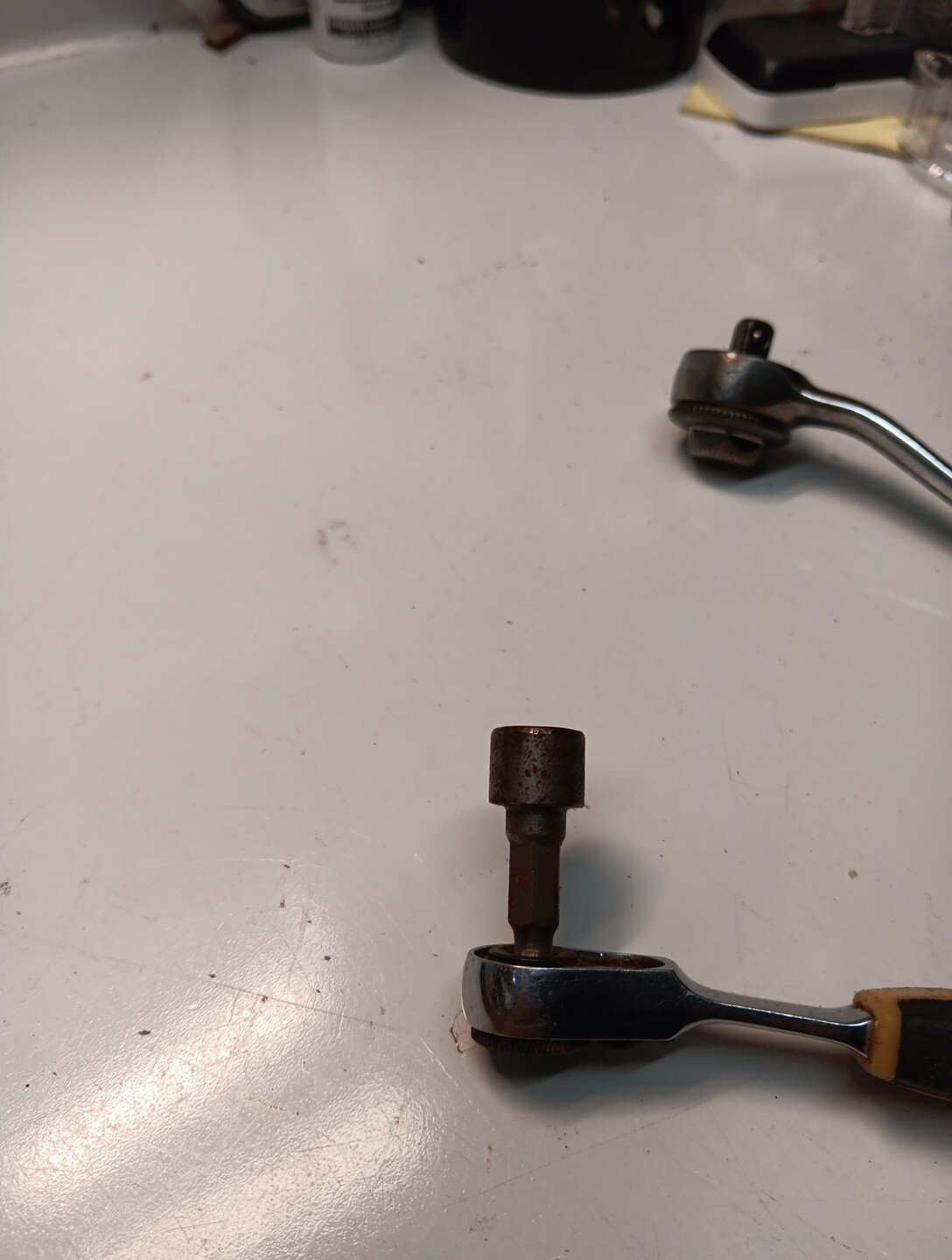 2 Vintage Ratchets,1/4 Drive Ampro C-rv ,no Name On The Other ,like A Nut Drive