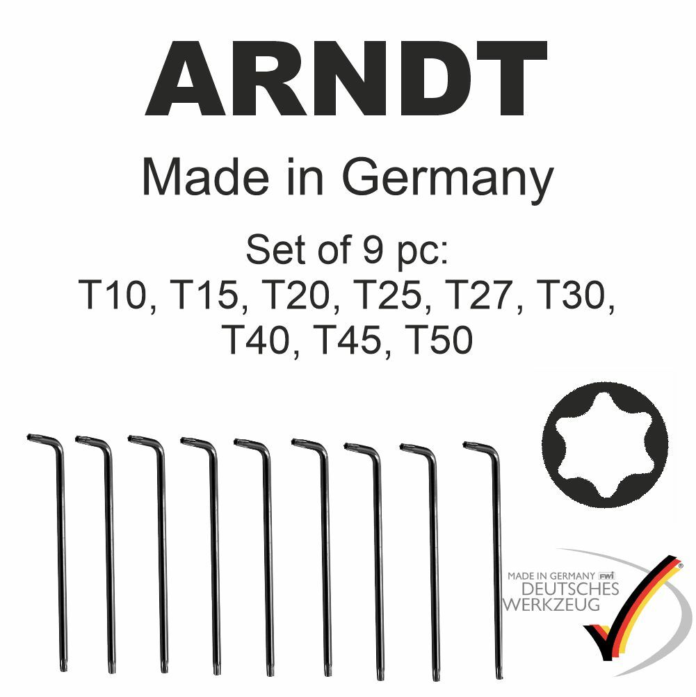 LONG Torx Set of 9 PC SOLID DOUBLE ENDED Offset Wrench Security Star Driver Keys