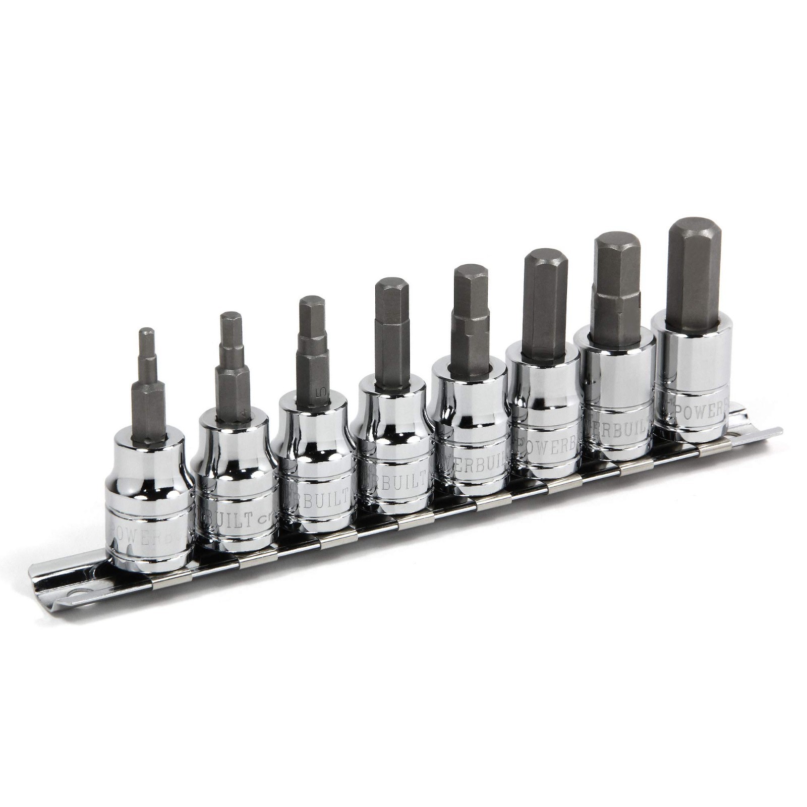 8-Piece Hex Bit Socket Set, 3/8″ Drive Metric, Ball End Sockets 3-10mm, Storage