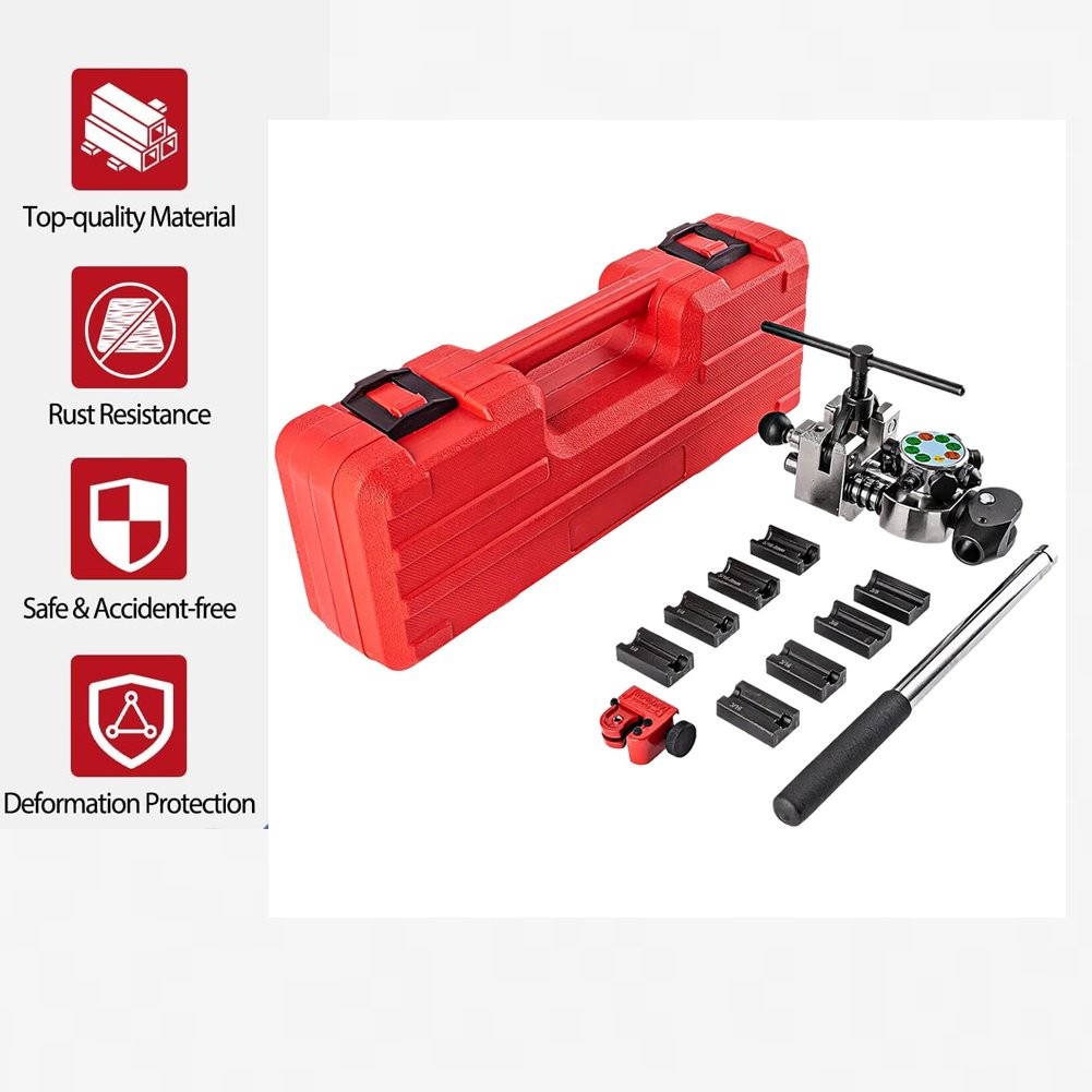 Brake Line Flaring Tool Kit 45° Single Double Bubble Flare for 3/16″ 1/4″ 5/16″