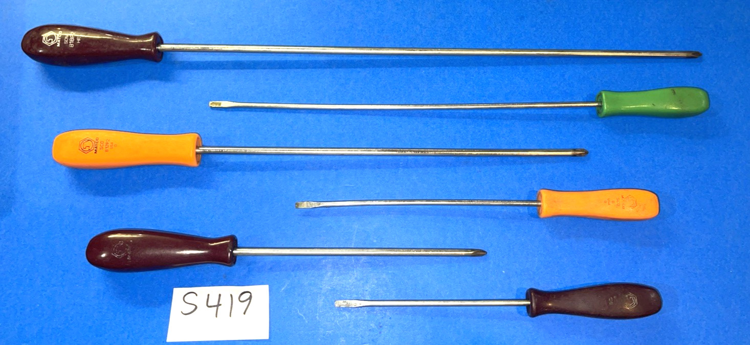 MATCO TOOLS 6 PIECE MULTI STYLE HANDLE EXTRA LONG SCREWDRIVER SET 9-1/2- 22 IN.