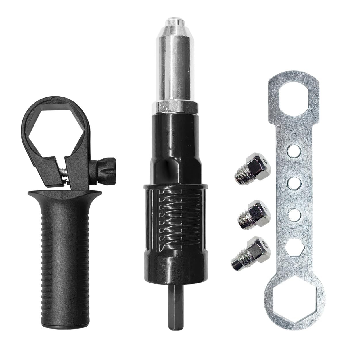 Tuxihapp Pop Rivet Gun Adapter Kit, Drill Tool with 1SET, Black&Silver