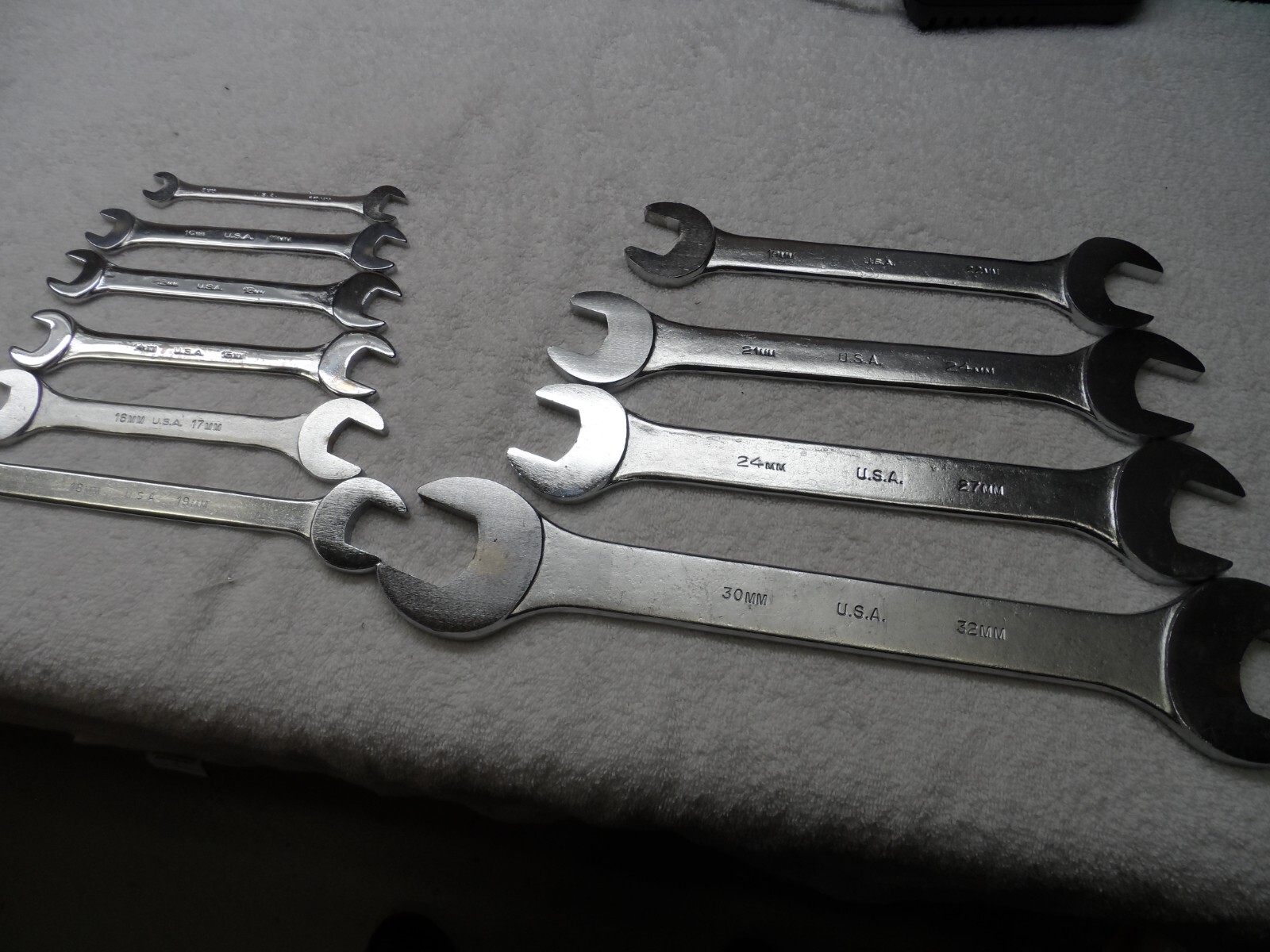 Duro Indestro Metric MM Open End Wrench Set made in USA up to 32mm (10 pcs)
