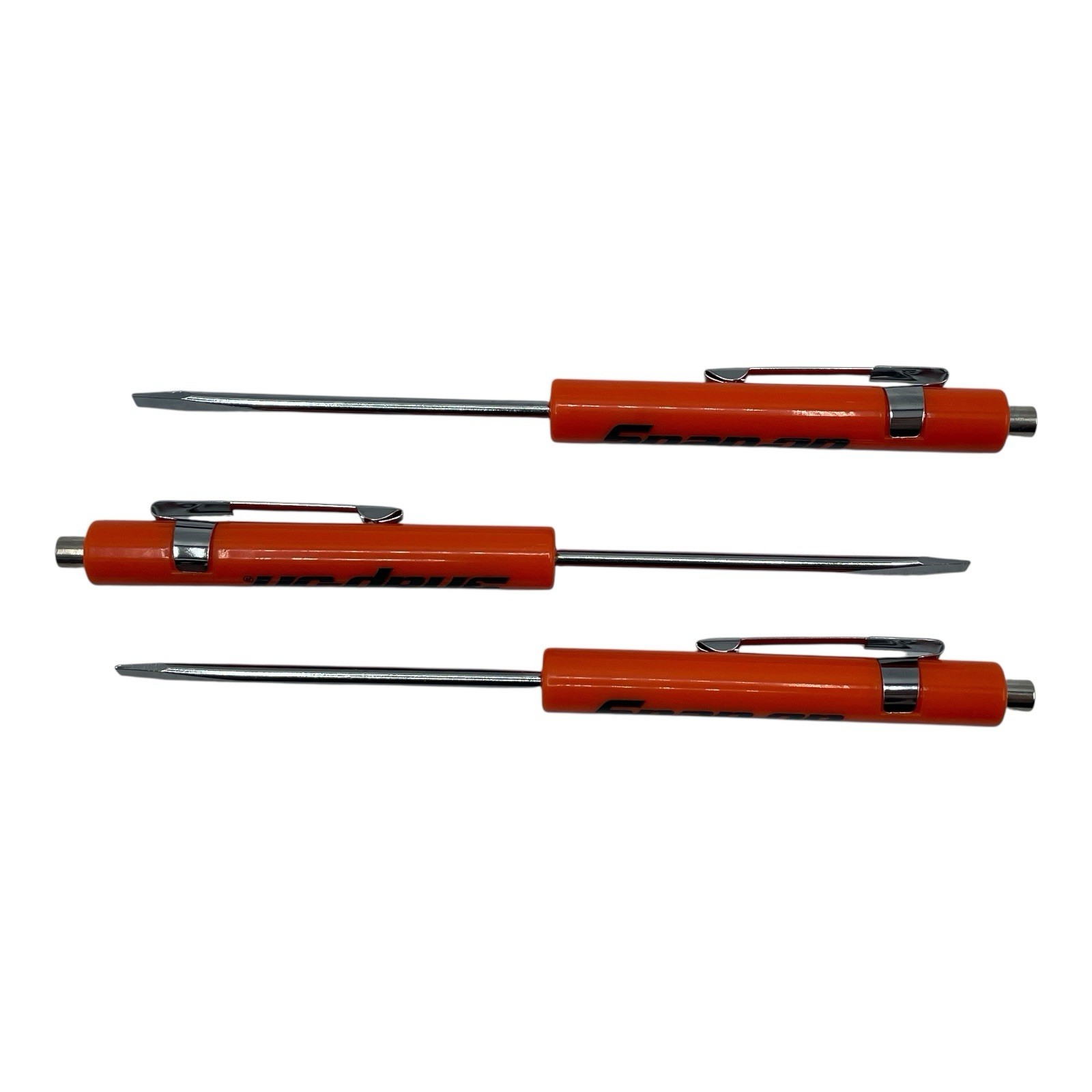 3 Pack Snap On Orange Pocket Screwdriver Flat Tip Blade and Magnetic End