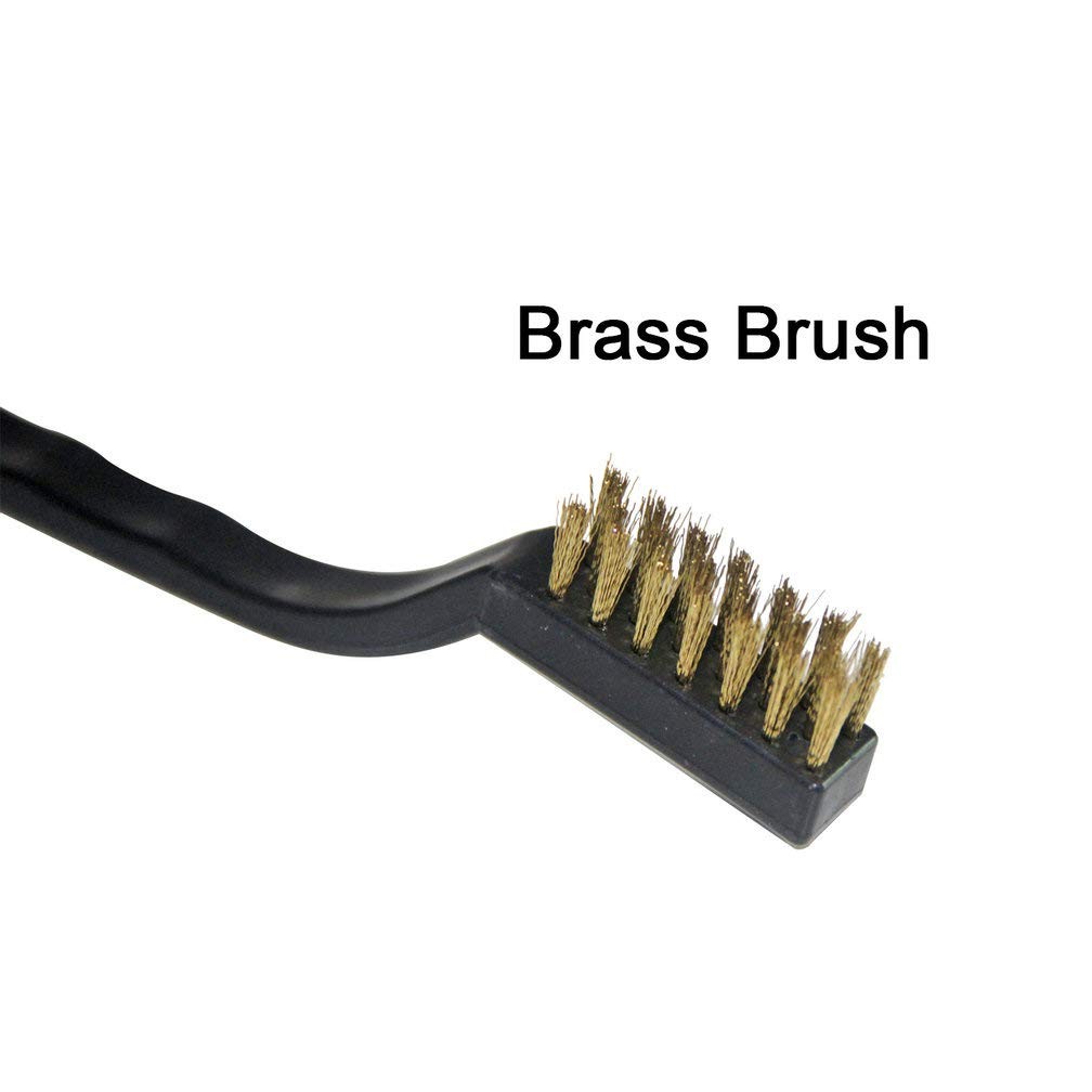 9PCS MINI Brass Brushes Set, Curved Handle Scratch Wire Toothbrush, Black