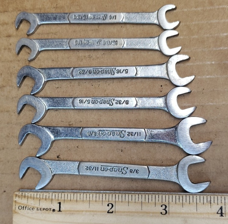 7pc Snap-On Tools Angled Wrench, Ignition, Distributor SET 13/64-3/8