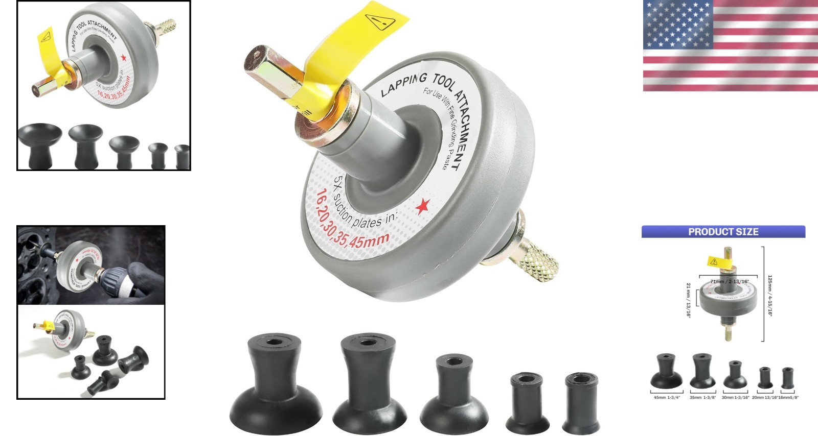 Valve Lapping Tool Kit Valve Lapping Tool & Compound Kit with 5 Suction Plate…