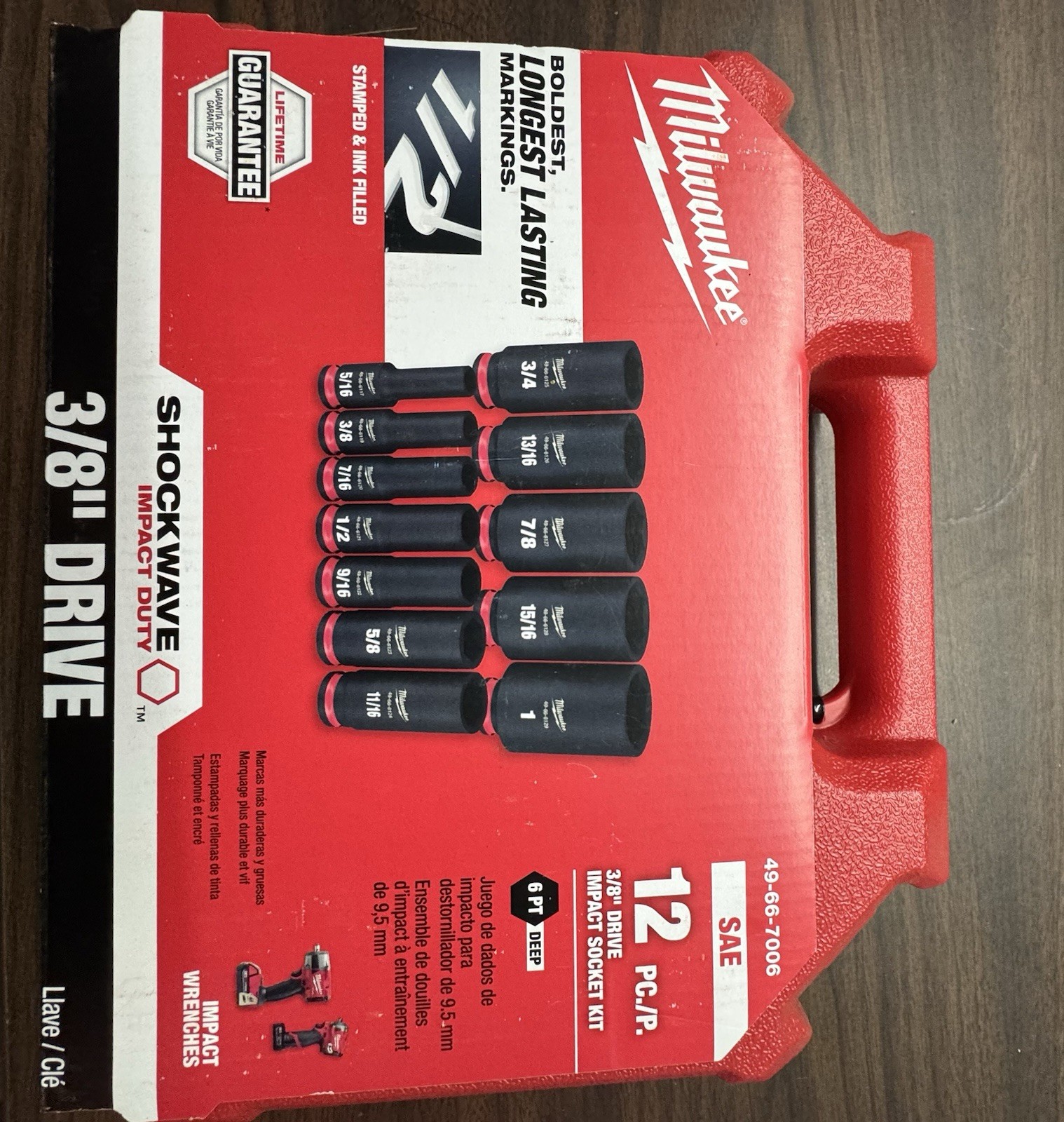 Milwaukee Shockwave 3/8 Drive SAE 6-Point Deep Impact Socket Set 12-Piece
