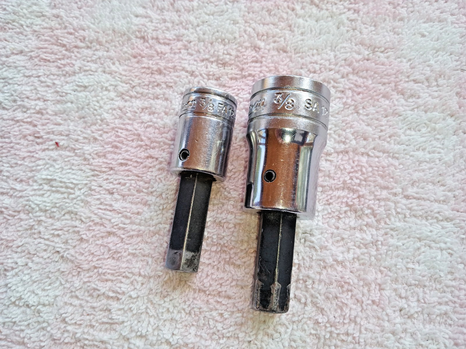 SNAP-ON HEX ALLEN SOCKETS 3/8 EXC COND 3/8 and 1/2 dr NO DAMAGE NICE CHROME gift
