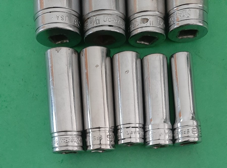 Snap-on 3/8″ Drive 9 PC 6pt Point Deep Socket Set 3/8″ to 7/8″ SFS121- SFS281
