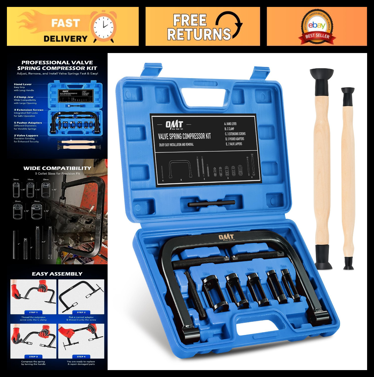 10-Piece Valve Spring Compressor Tool Kit for Car, Motorcycle & ATV Repairs