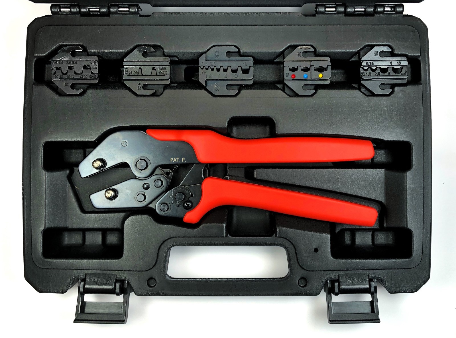 Quick Change Ratchet Crimp Tool Kit Wire Terminals 5 Dies Ring Open Barrel Pin
