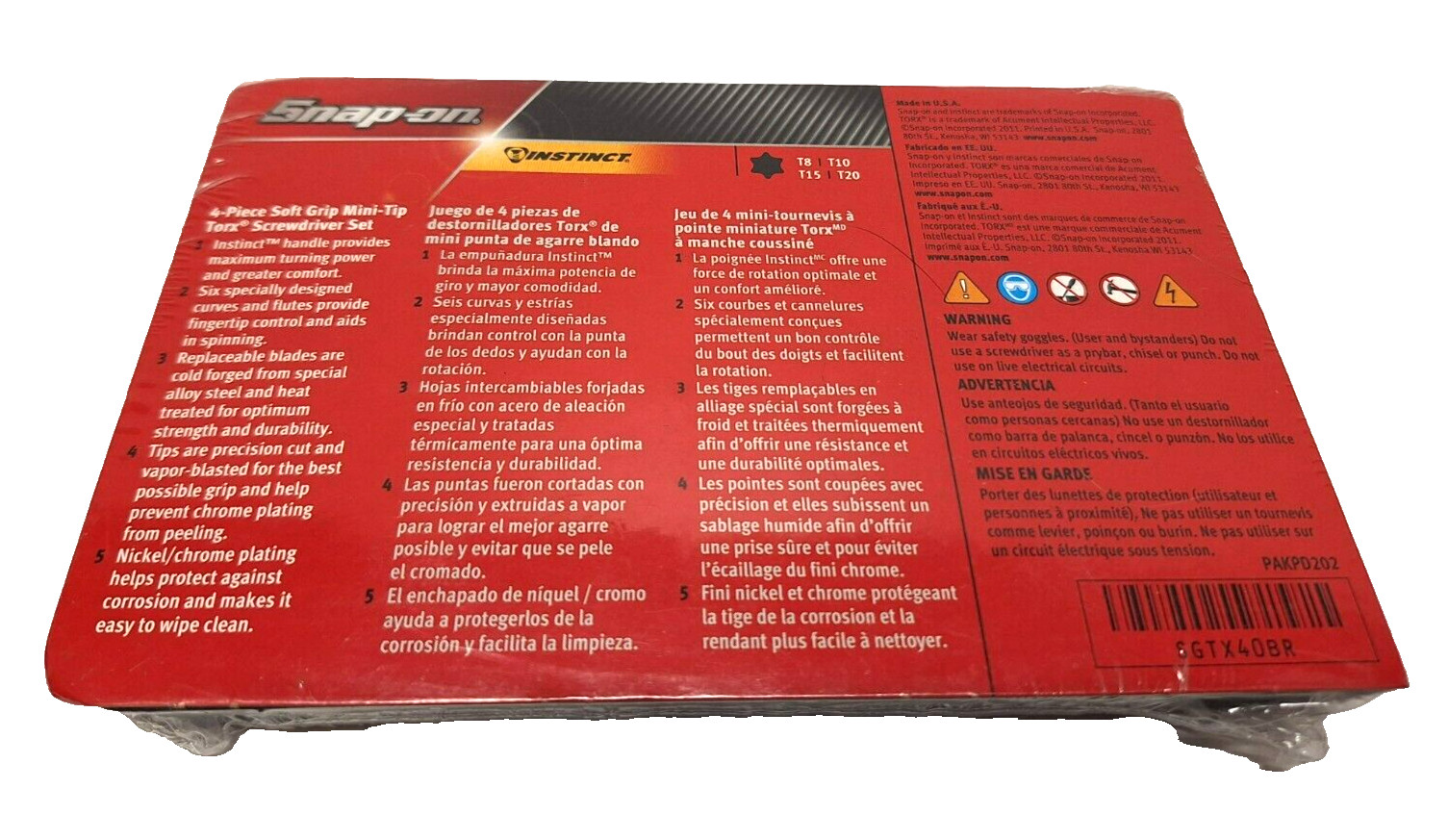 NEW Snap-on Torx Set T8 – T20 SGTX40BR Miniature Torx Red Soft Handled
