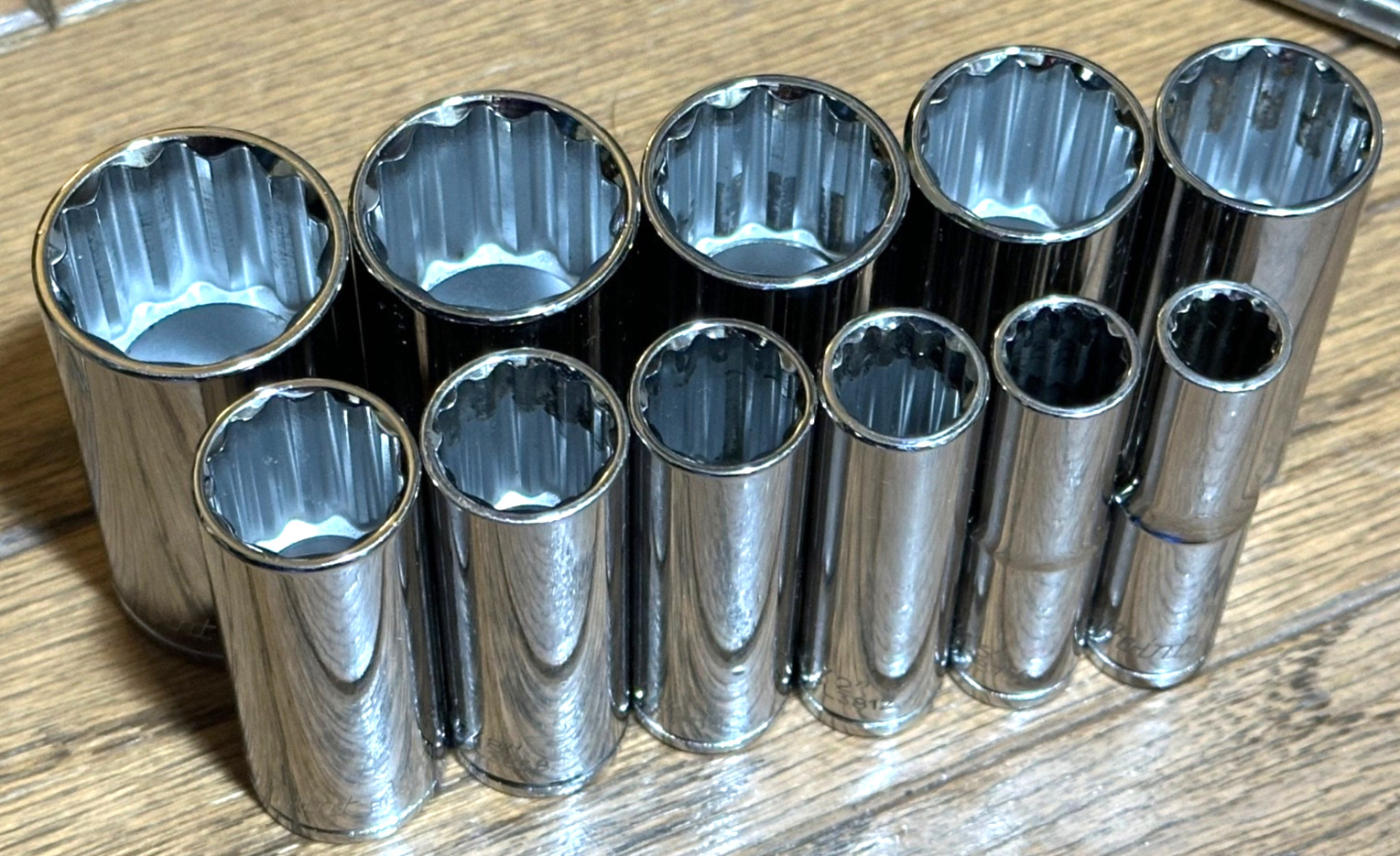 Blue Point Tools 3/8″ Drive DEEP SAE 3/8” – 1″ Socket Set Lot 12 Point Rail