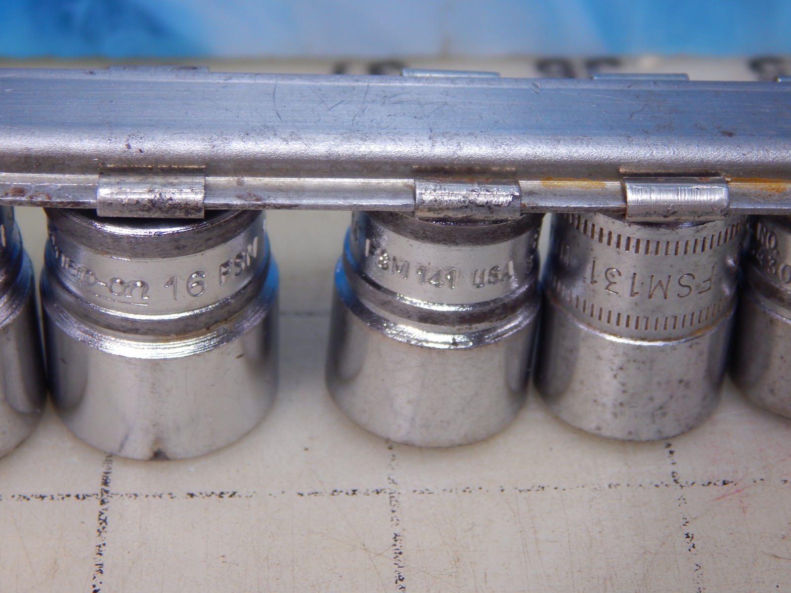 Snapon socket set 3/8″ dr. FSM series, Metric 6 point W/ A269 Rail, 6-14, 16-18