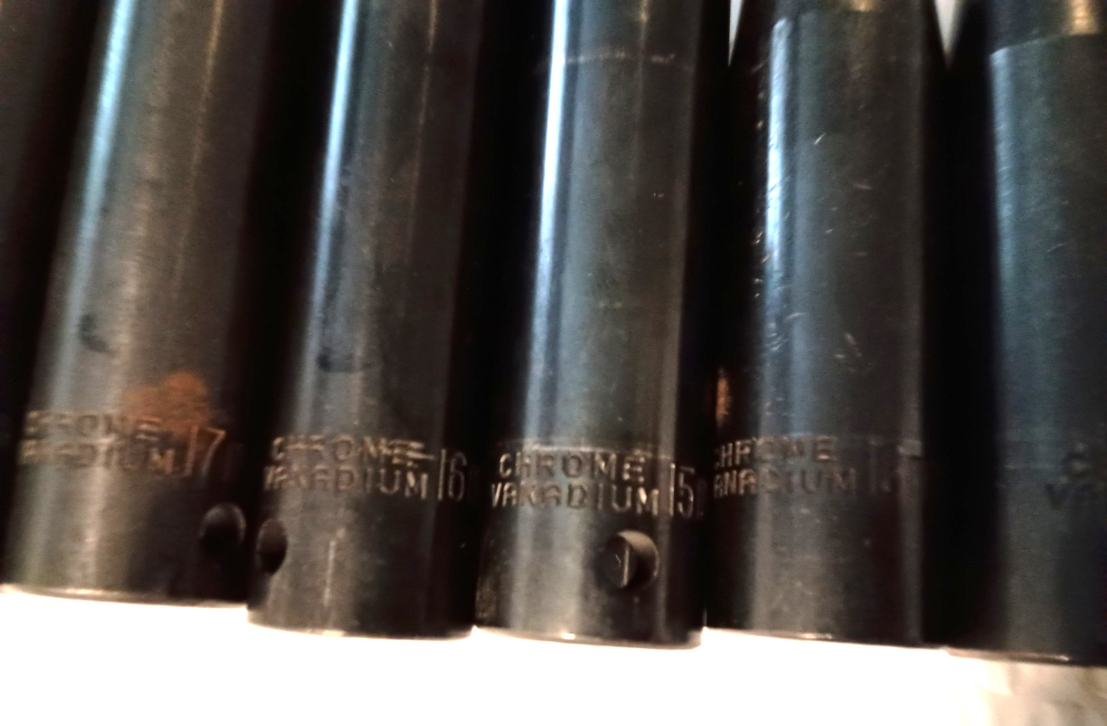 CHROME VANADIUM, 9 PC 1/2″ DR IMPACT SOCKET SET, 9 PCS. 10MM. to 24MM., 3″ DEEP