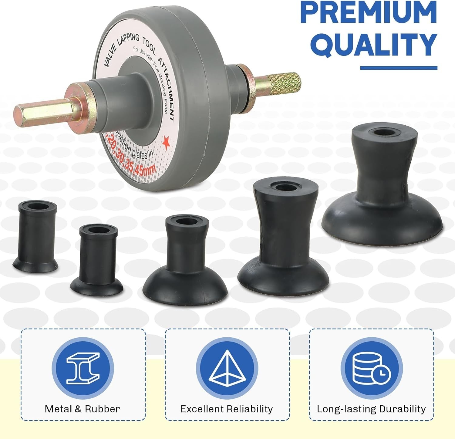 Valve Lapping Tool Kit Attachment with 5 Suction Plates for Small Engine Grind
