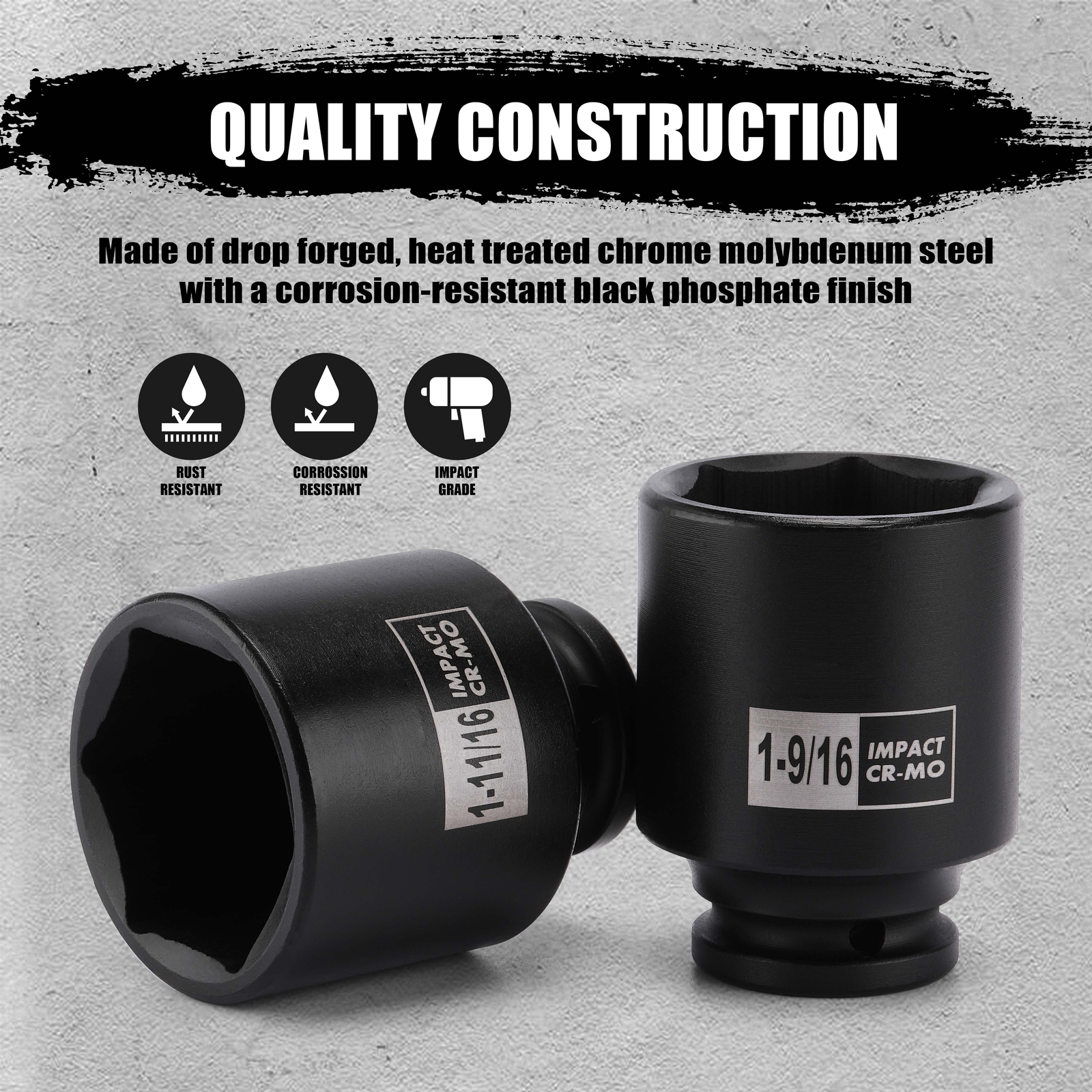 8pcs 1/2″ Drive Shallow Spindle Axle Nut Impact Socket Set,1-9/16″ to 2″ CR-MO