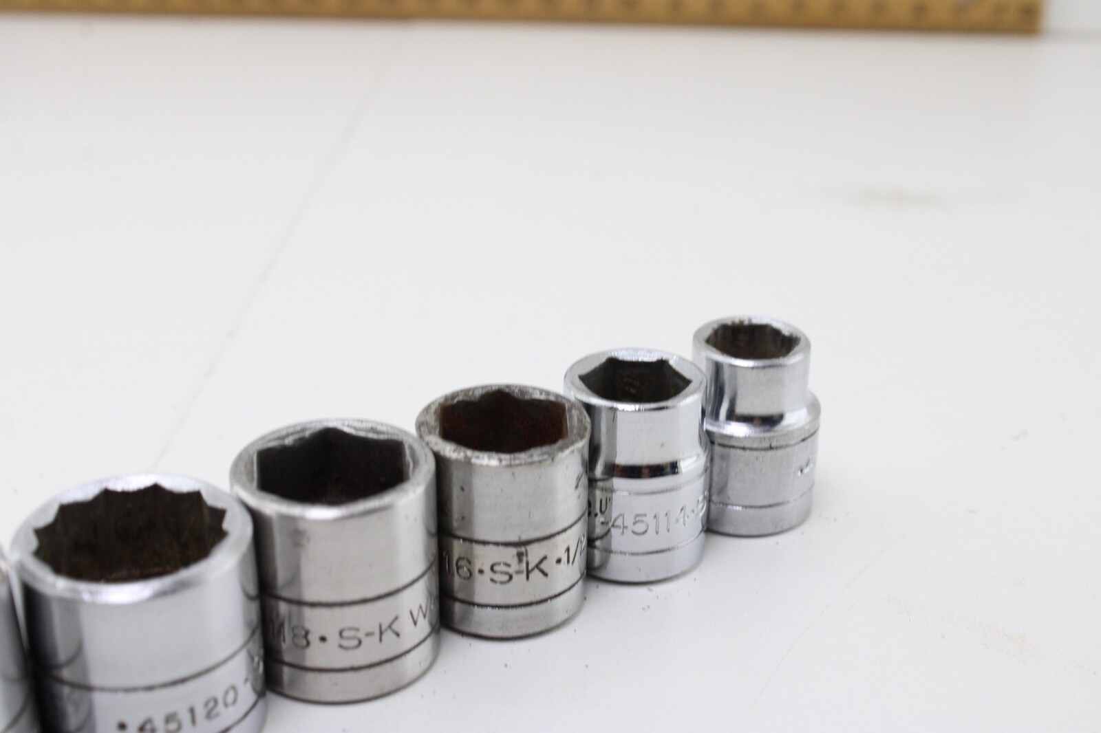 S-K Tools 45128-45112 7/8″-3/8″ 3/8″ Drive 9 Piece 12/6 Point Sockets Set USA