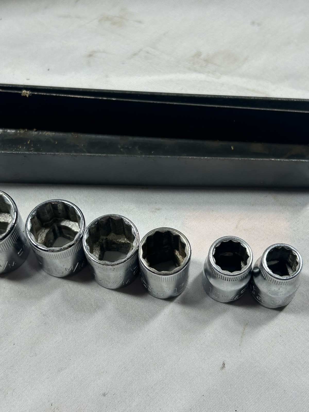 Craftsman 7 pc 3/8″ drive shallow 12 pt metric socket set 9mm-19mm USA made