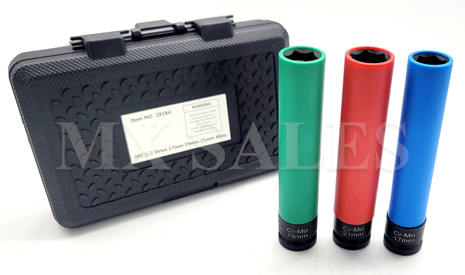 Extra Long 3pc 1/2″ DR. THIN WALL WHEEL SOCKET SET 17mm 19mm 21mm