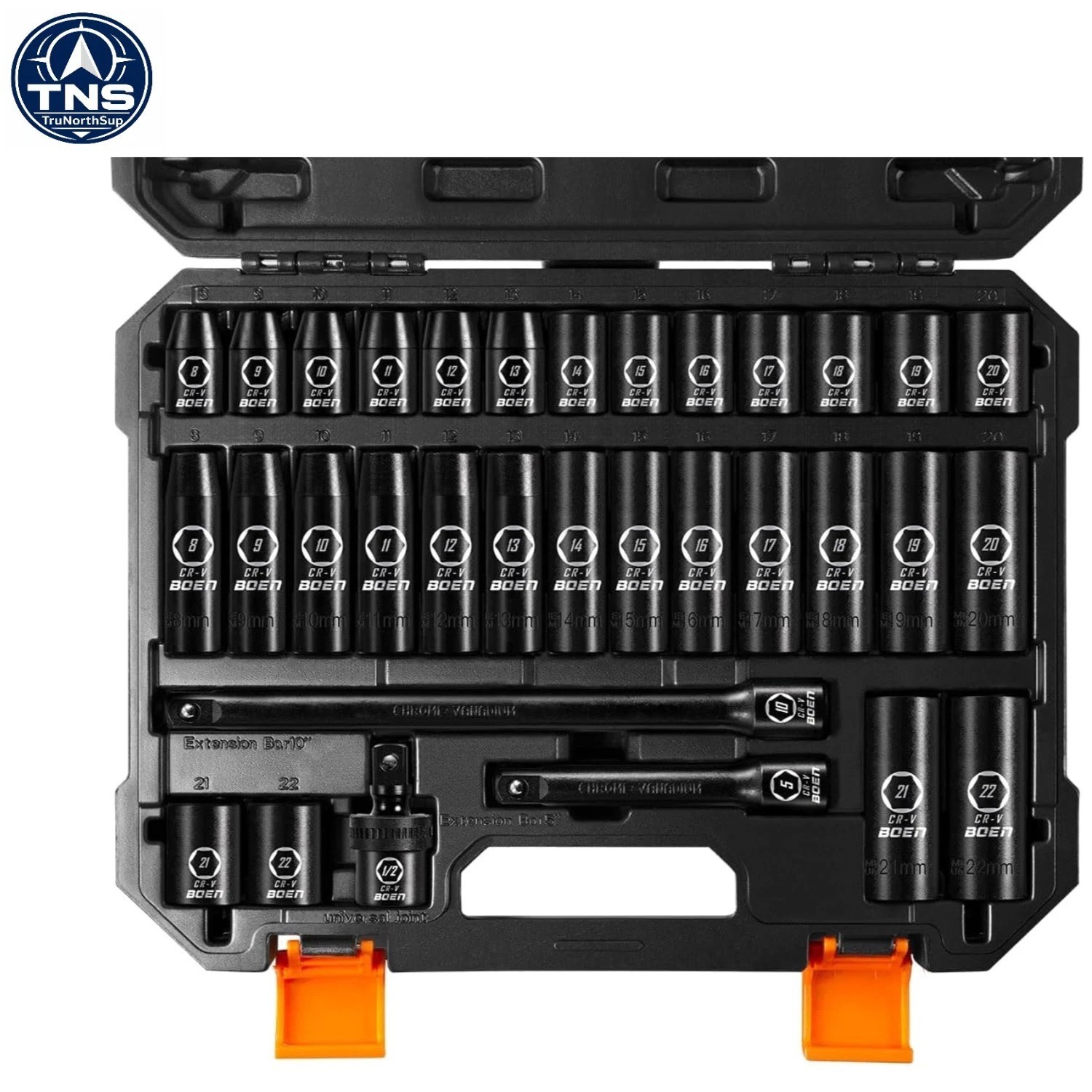 High-Durability 1/2″ Drive Impact Socket Set – 33 PCS with Extensions & Joint
