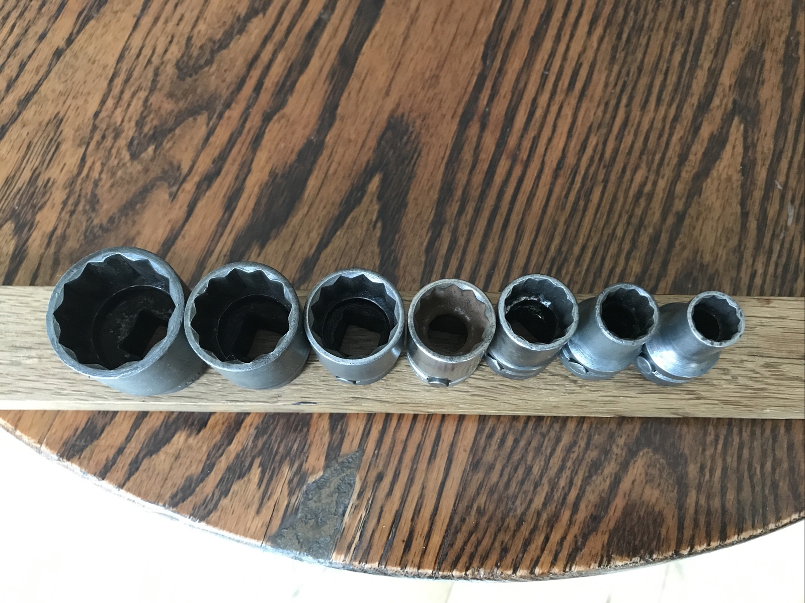 7 Rare Vintage 1940s Blackhawk USA Sockets With 1/2” Drive 1-1/6” To 7/16” AF.