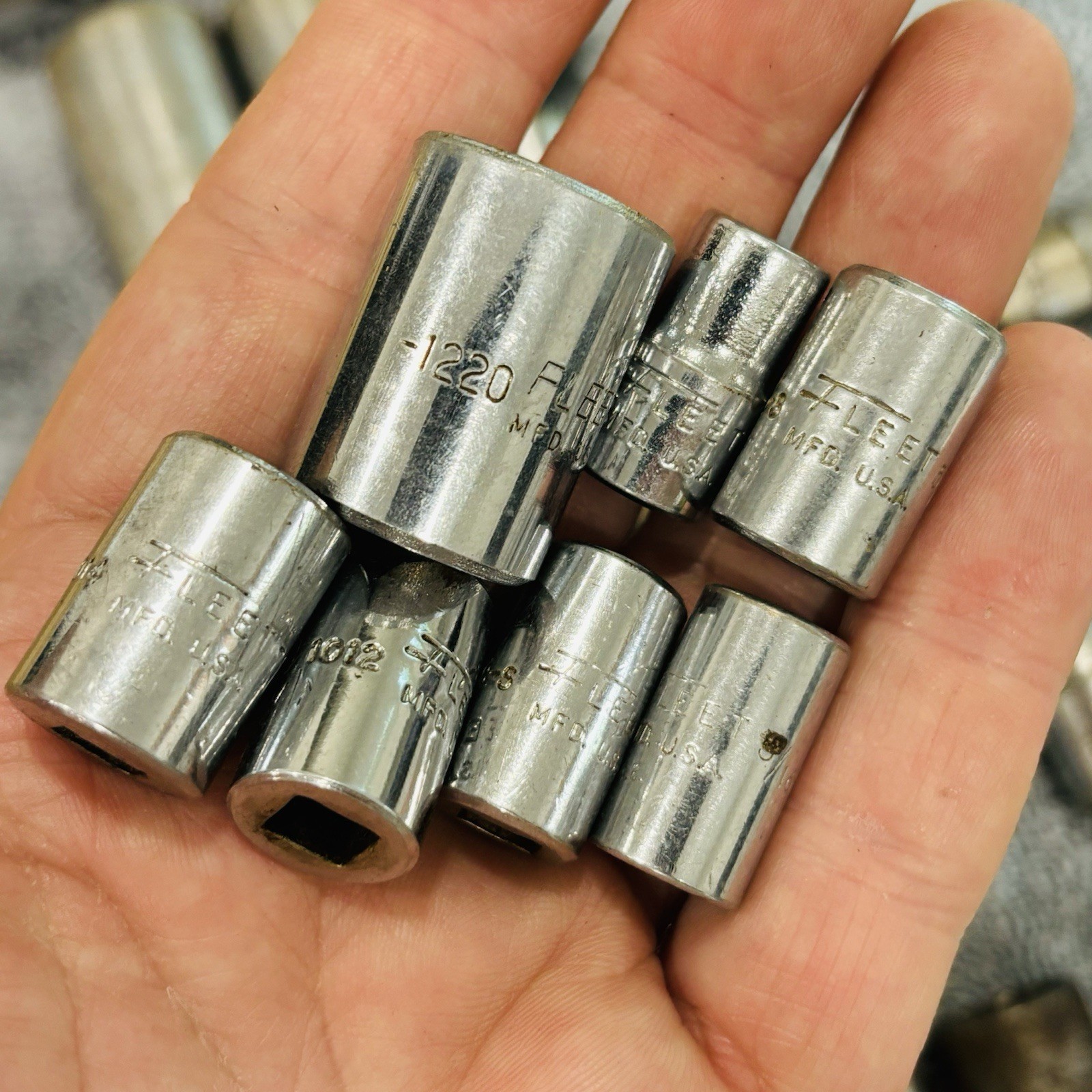 Lot of 50 Misc Sockets Tools All Vintage Made in USA Husky Fleet Mac Snap-On Etc