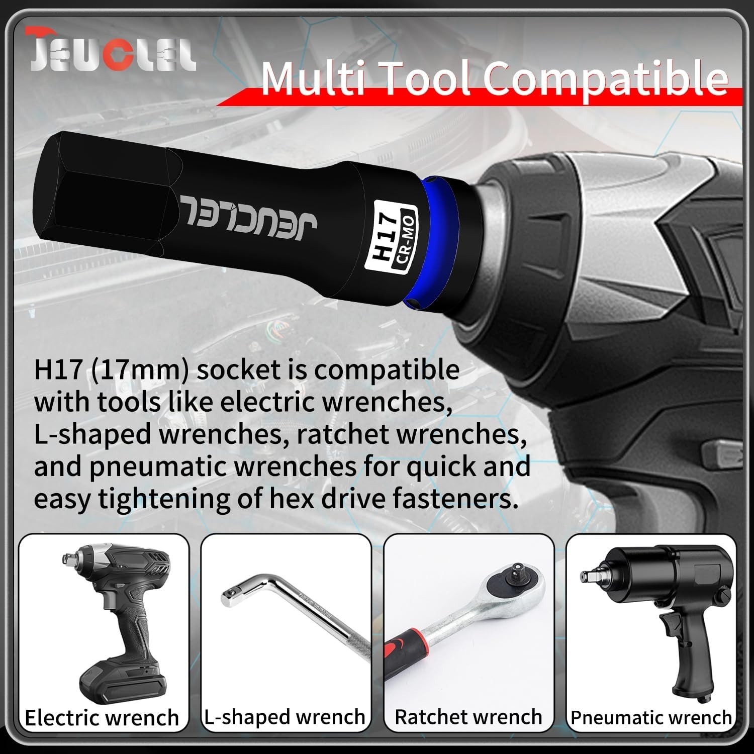 Precision-Made 3″ 17mm Hex Impact Socket – Corrosion-Resistant for Wrench Use