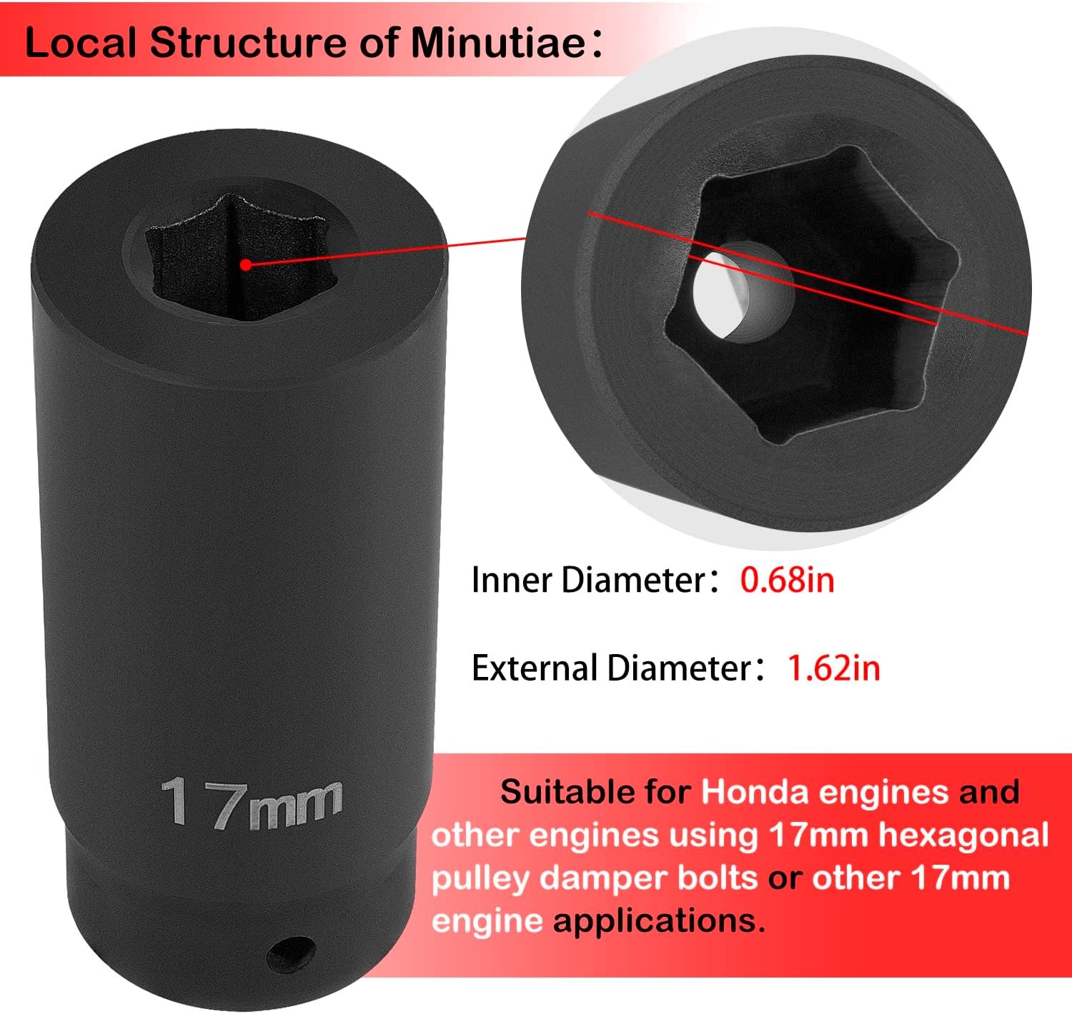 77060 17mm Harmonic Balancer Socket For Honda Engines Balancer Socket