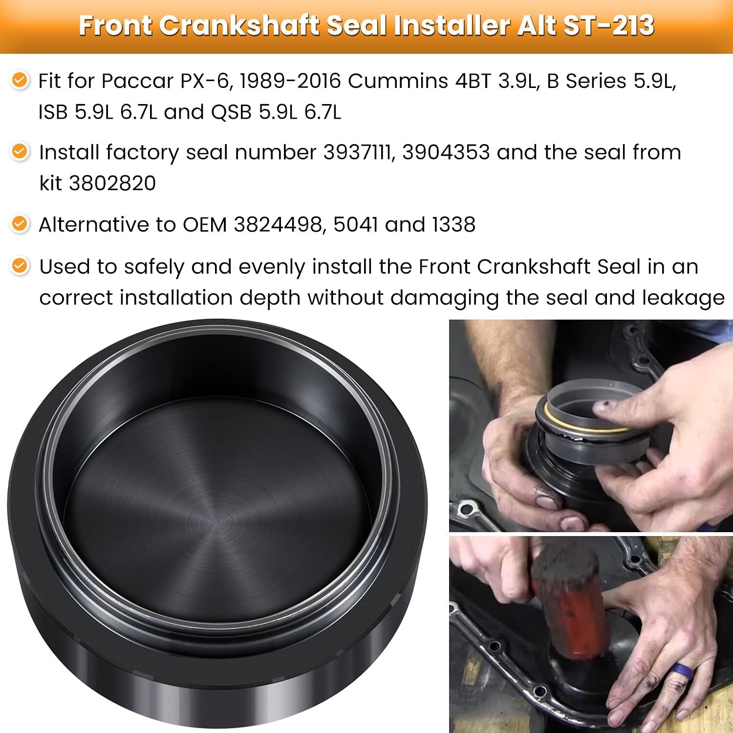 Crankshaft Seal Remover & Installer With Wear Sleeve Installer Tool Set For Cumm