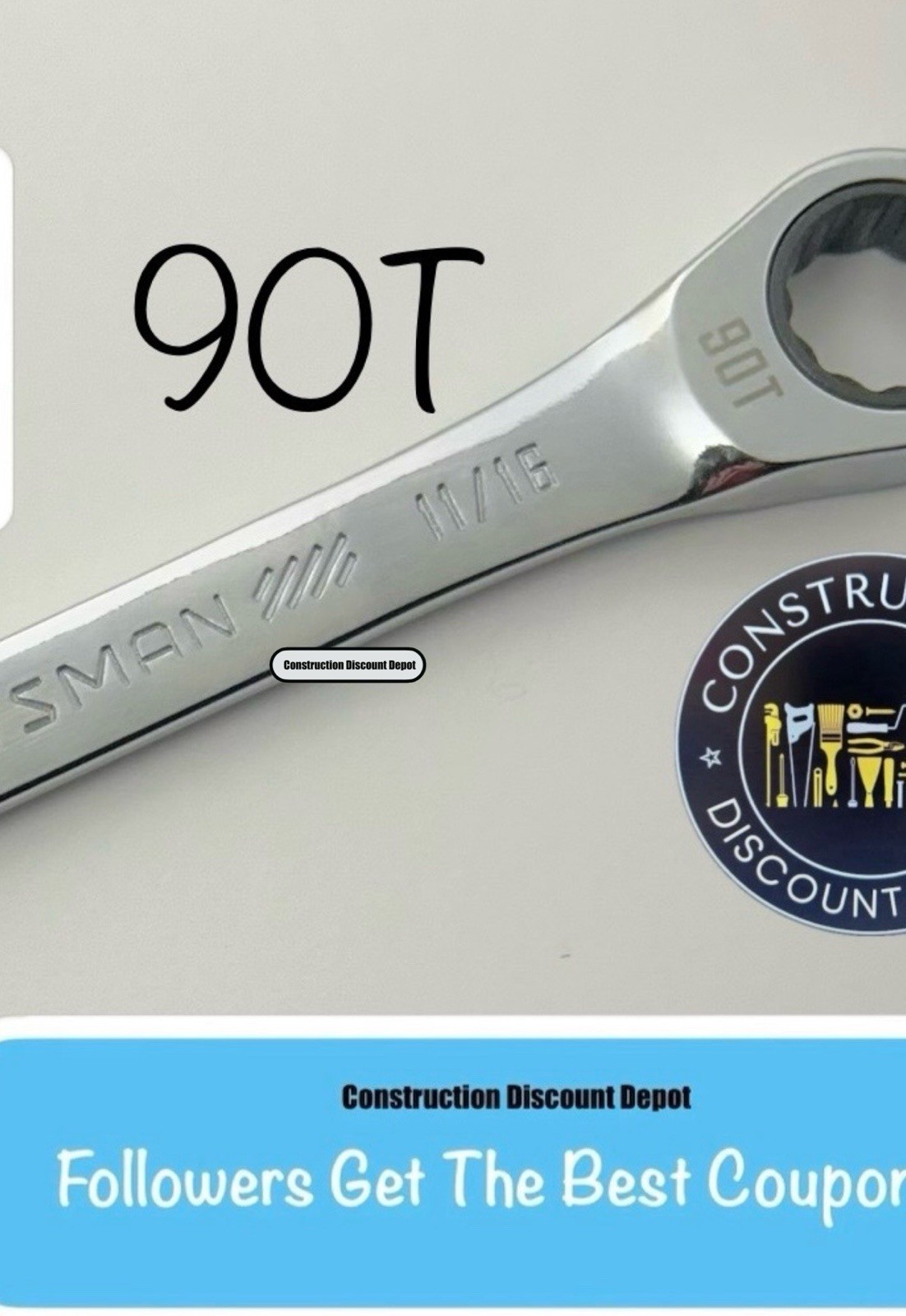 Craftsman 90T CMMT87239 11/16″ In SAE Combination Ratcheting Wrench 12 Point