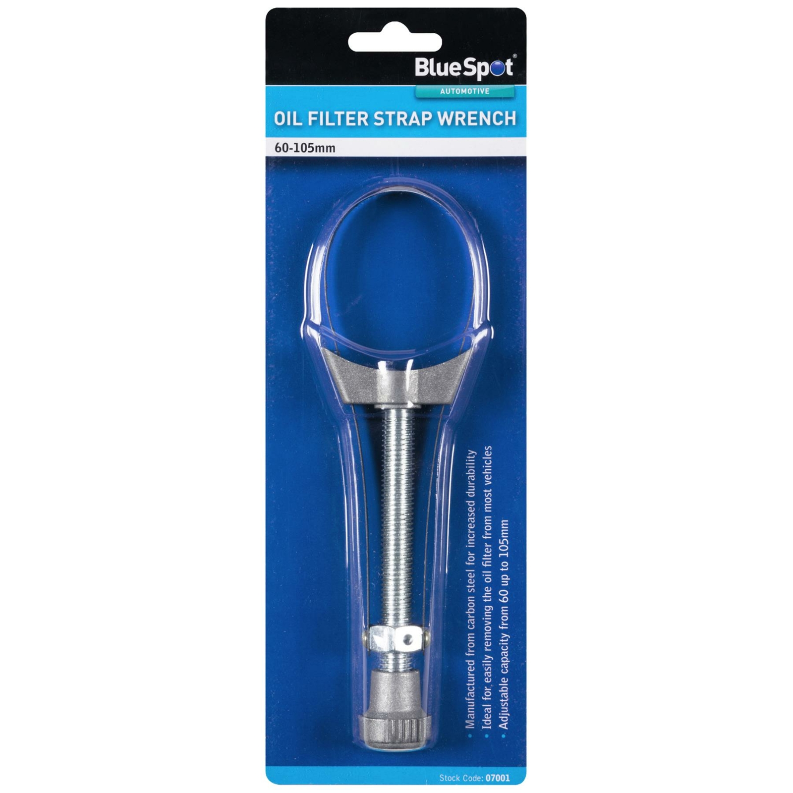 BlueSpot Adjustable Metal Oil Fuel Filter Removal Strap Wrench Tool 60 – 105mm